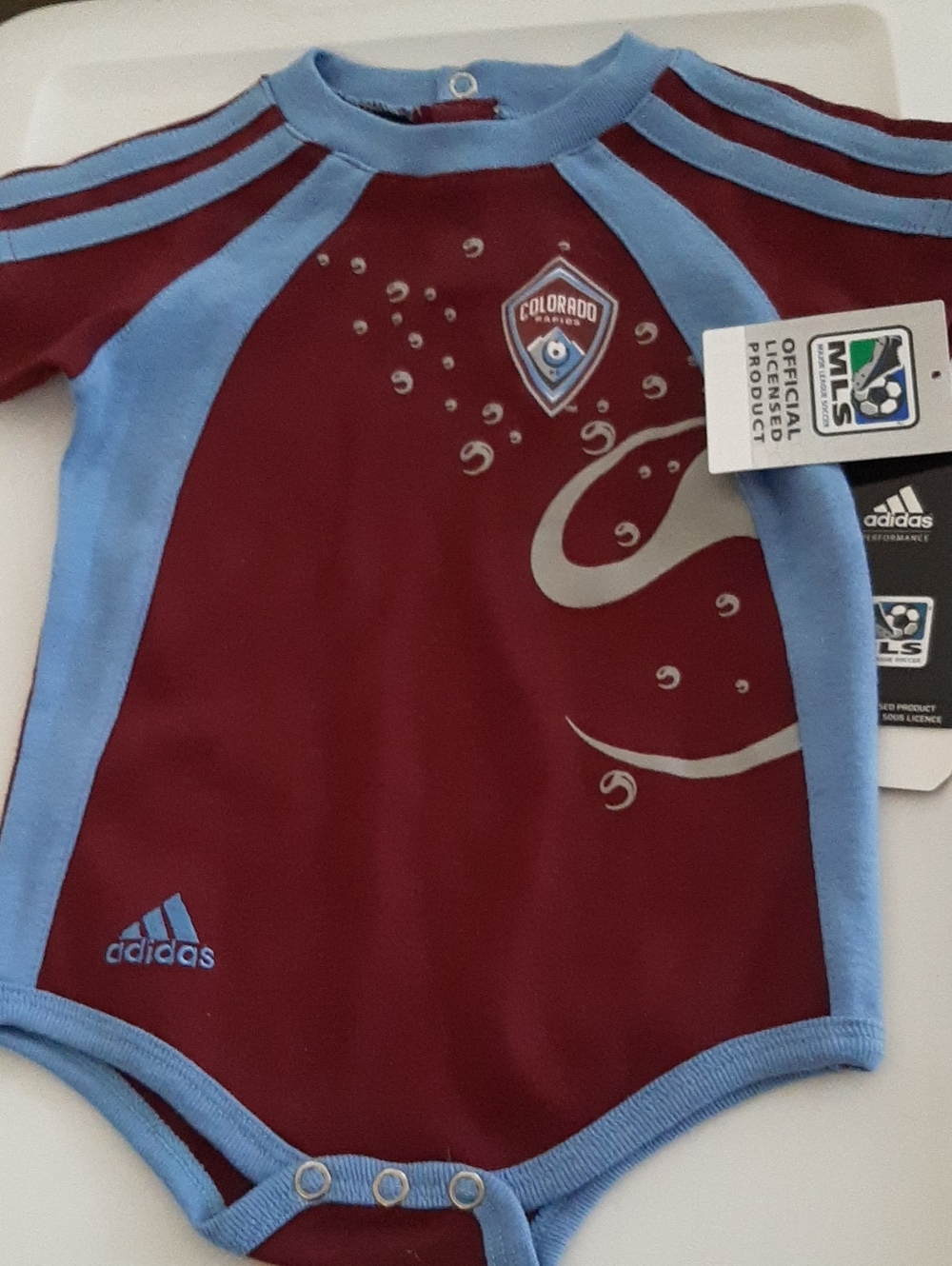 adidas Burgundy and Light Blue Colorado Rapids Infant Bodysuit 6-9 Month